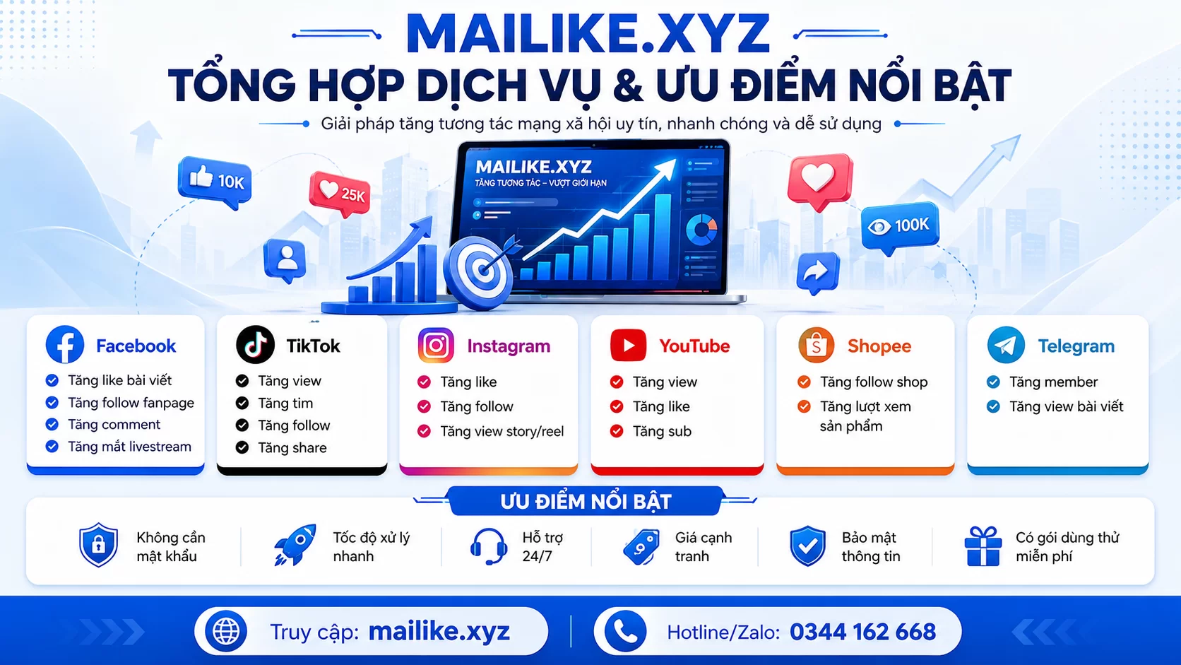 Mailike.xyz – Giải Pháp Tăng Tương Tác Mạng Xã Hội Cho Shop Online, KOL Và Doanh Nghiệp 2026