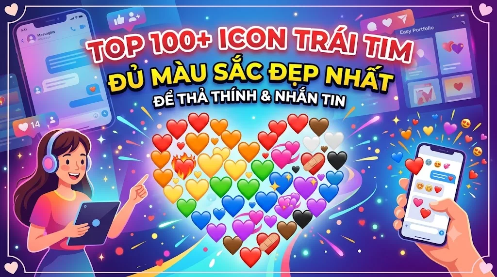 Top 100+ icon trái tim đủ màu sắc đẹp nhất để thả thính và nhắn tin