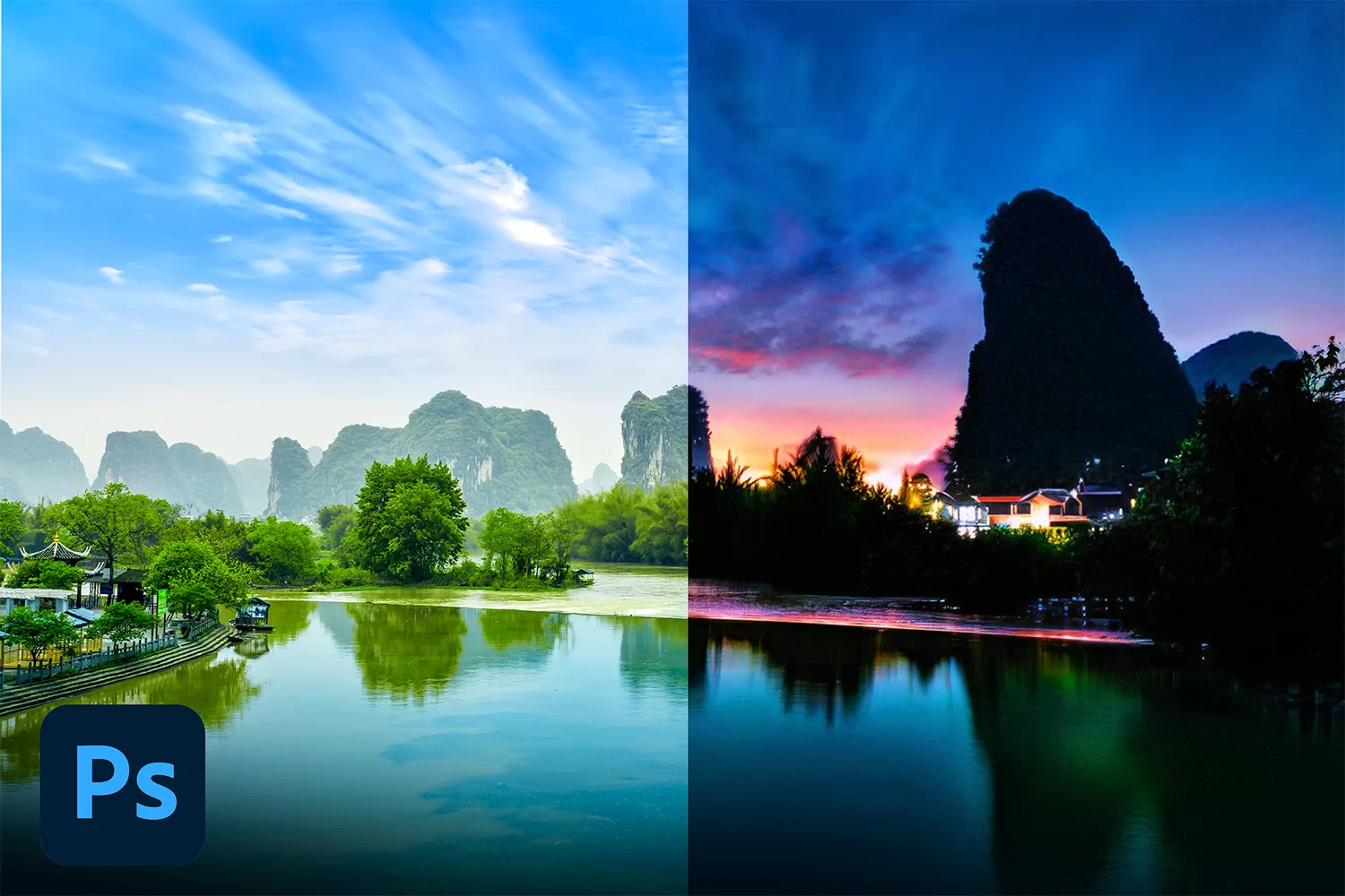 Cách chuyển ảnh từ ngày thành đêm đơn giản trong Photoshop