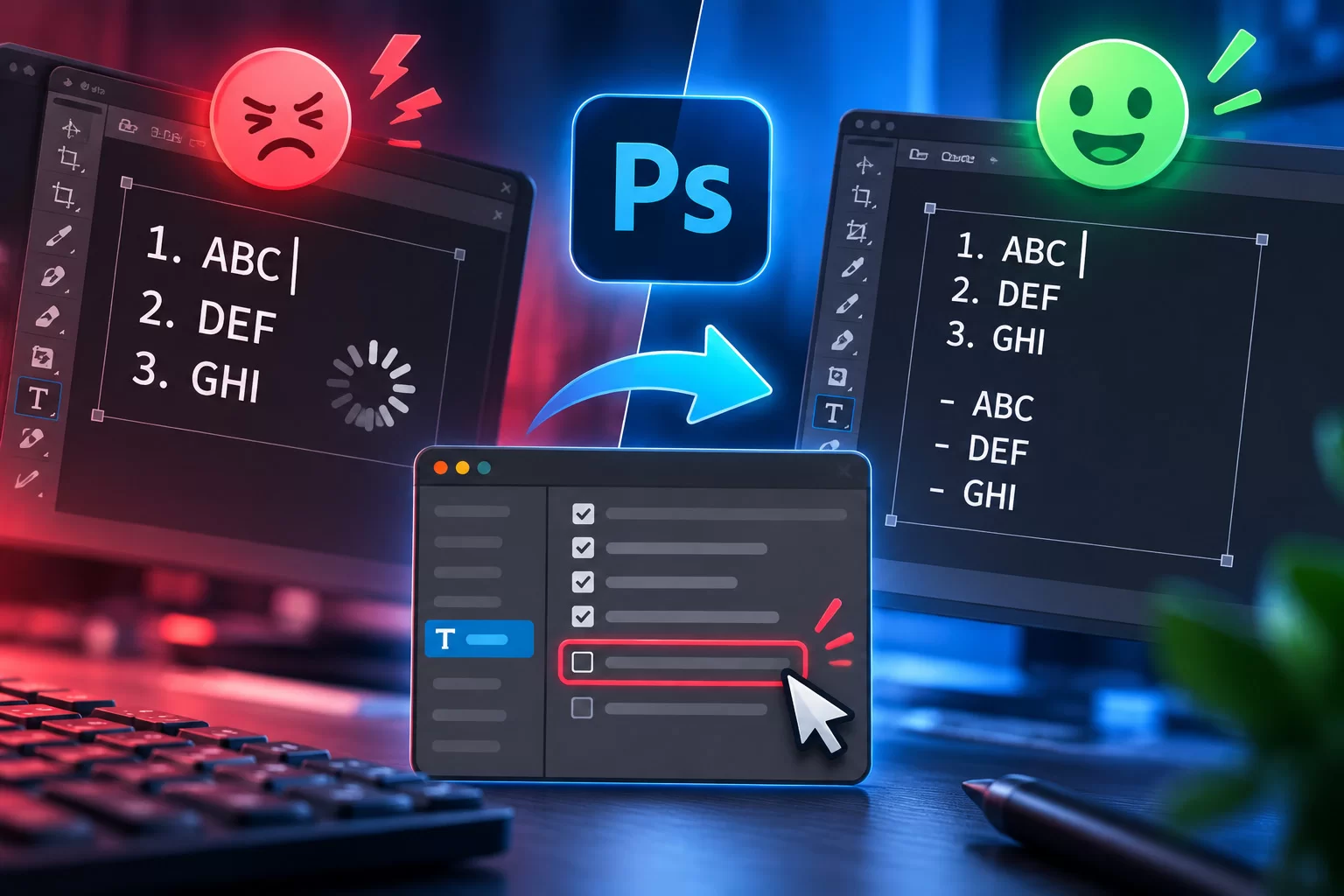Cách tắt tính năng tự động đánh số và tạo Bullet List gây Lag trong Photoshop